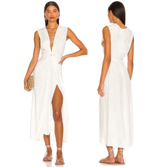 NWT L*Space Down The Line Beachwear Knot Front Cover-Up Cream Womens Size Medium - Picture 1 of 6